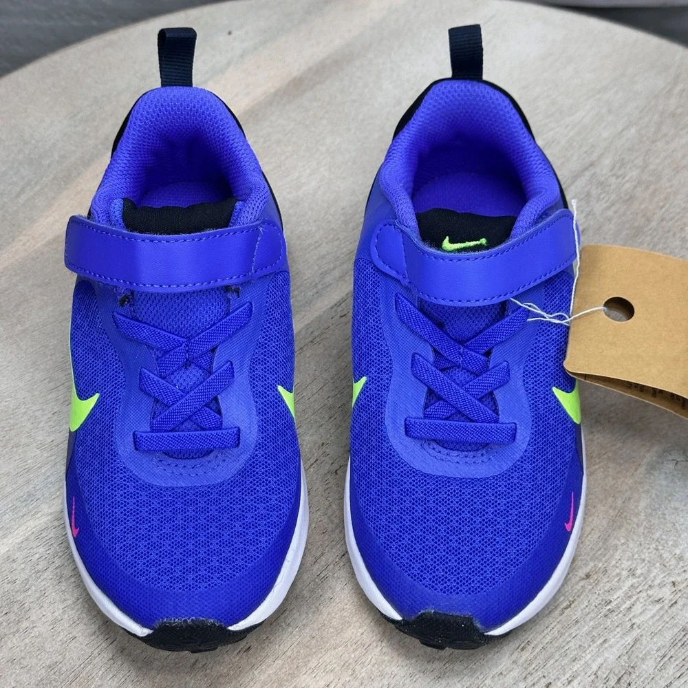 Nike Revolution 7 Kids Sneakers Blue Lime Blast FB7690-500 10C